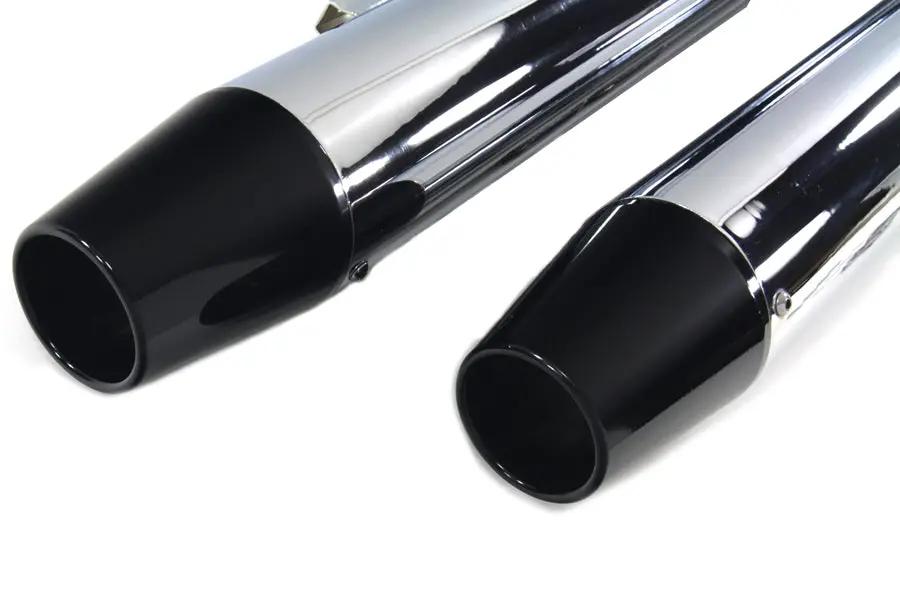 V-Twin Wyatt Gatling Muffler Set with Black Long Tapered End Tips for Harley Davidson FLT (1995-2004) by V-Twin