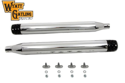V-Twin Wyatt Gatling Muffler Set with Black Shooter Style End Tips for Harley Davidson FLT (1995-2004) by V-Twin