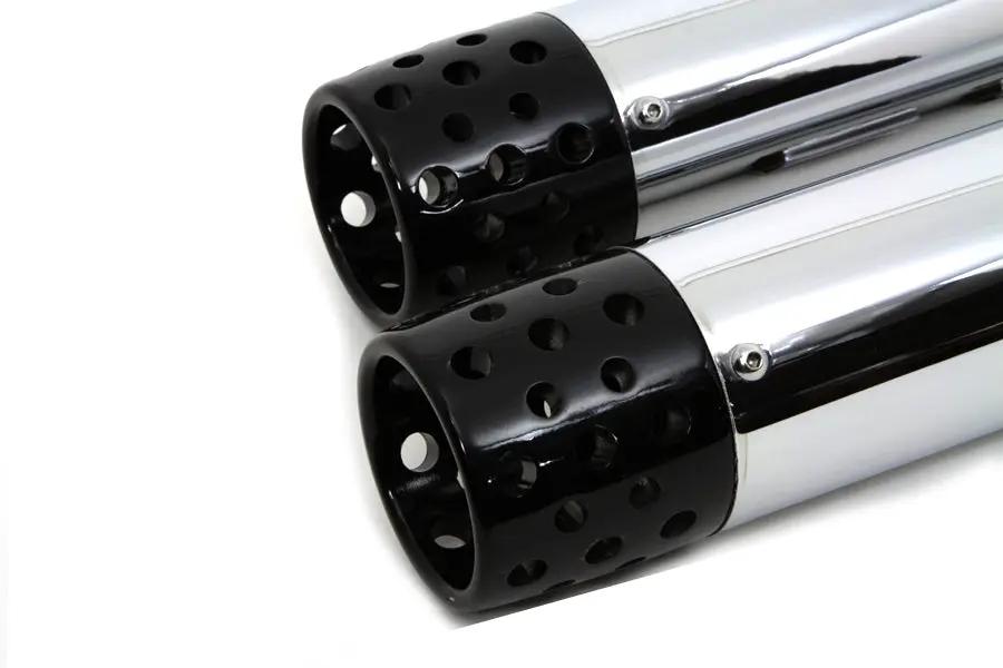V-Twin Wyatt Gatling Muffler Set with Black Shooter Style End Tips for Harley Davidson FLT (1995-2004) by V-Twin