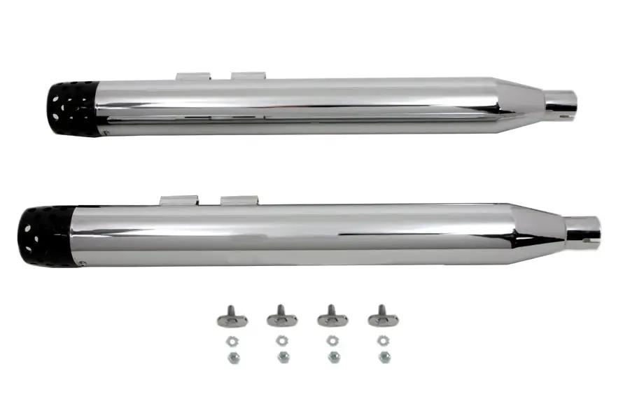 V-Twin Wyatt Gatling Muffler Set with Black Shooter Style End Tips for Harley Davidson FLT (1995-2004) by V-Twin
