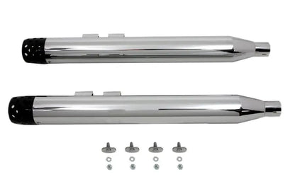 V-Twin Wyatt Gatling Muffler Set with Black Shooter Style End Tips for Harley Davidson FLT (1995-2004) by V-Twin