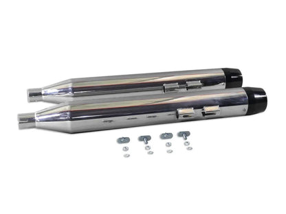 V-Twin Chrome Muffler Set with Black Medium Tapered End Tips for Harley Davidson FLT 1995-2004 by V-Twin