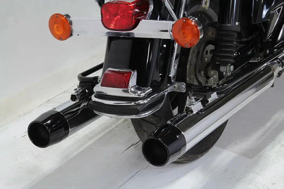 V-Twin Chrome Muffler Set with Black Medium Tapered End Tips for Harley Davidson FLT 1995-2004 by V-Twin