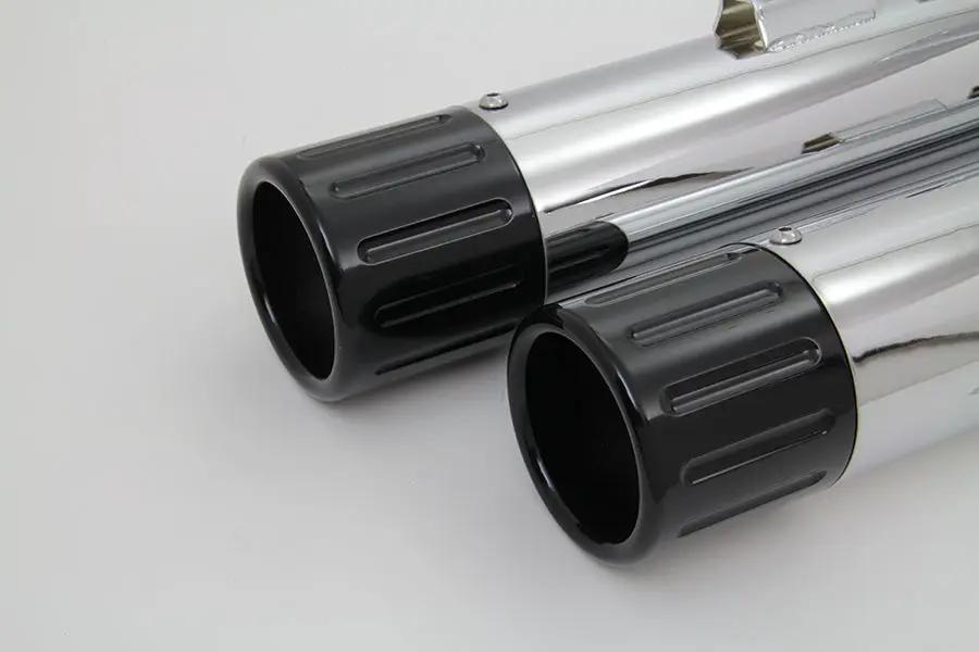 V-Twin Muffler Set with Black Revolver End Tips for Harley Davidson FLT (1995-2004) by V-Twin