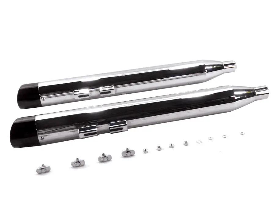 V-Twin Chrome Muffler Set with Slash Cut End Tips for Harley Davidson FLT (Part #3084/3086) by V-Twin