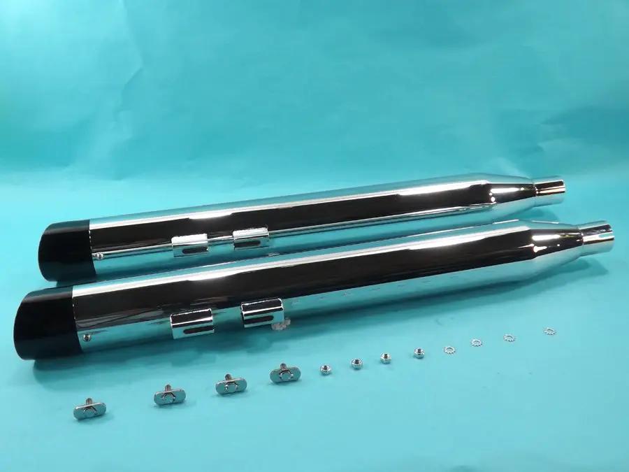 V-Twin Chrome Muffler Set with Slash Cut End Tips for Harley Davidson FLT (Part #3084/3086) by V-Twin