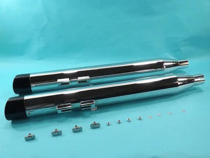 V-Twin Chrome Muffler Set with Slash Cut End Tips for Harley Davidson FLT (Part #3084/3086) by V-Twin