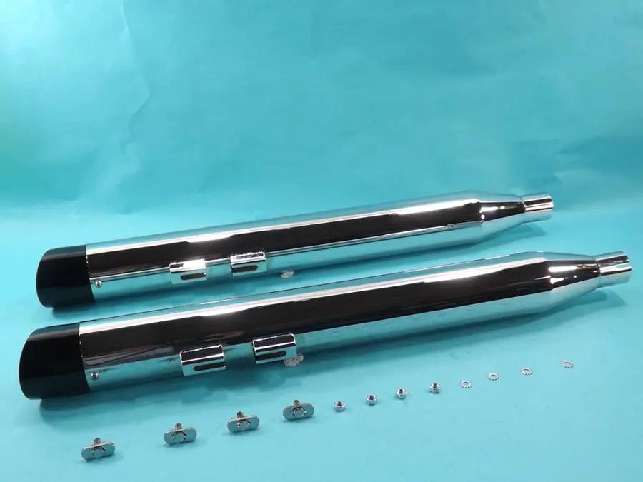 V-Twin Chrome Muffler Set with Slash Cut End Tips for Harley Davidson FLT (Part #3084/3086) by V-Twin