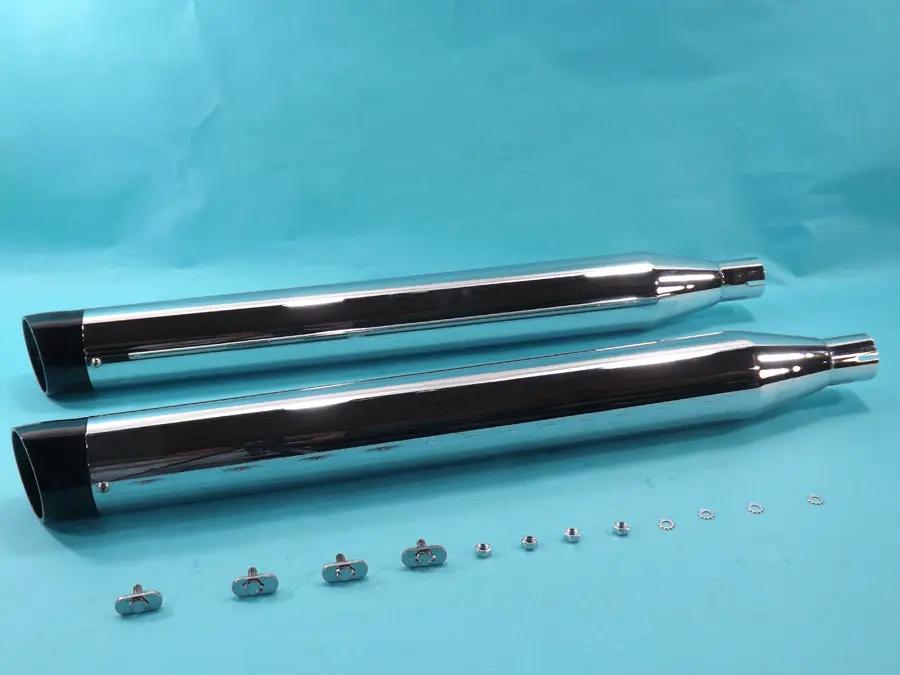 V-Twin Chrome Muffler Set with Slash Cut End Tips for Harley Davidson FLT (Part #3084/3086) by V-Twin
