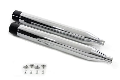 V-Twin Wyatt Gatling Chrome Muffler Set with Black Gun Barrel Ends for Harley Davidson FLT (1995-2004) by V-Twin