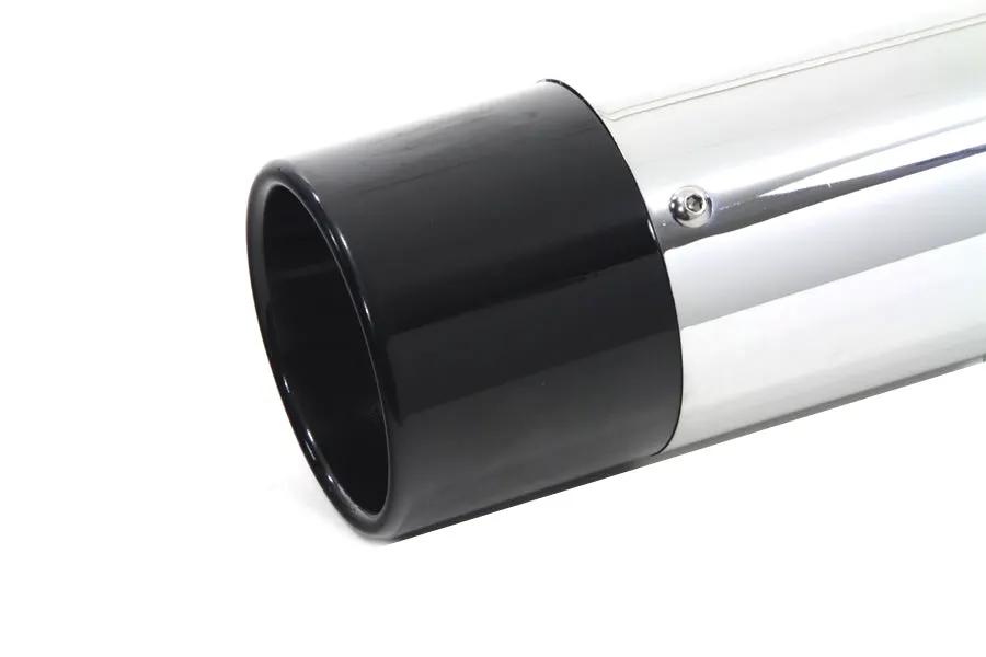 V-Twin Wyatt Gatling Chrome Muffler Set with Black Gun Barrel Ends for Harley Davidson FLT (1995-2004) by V-Twin