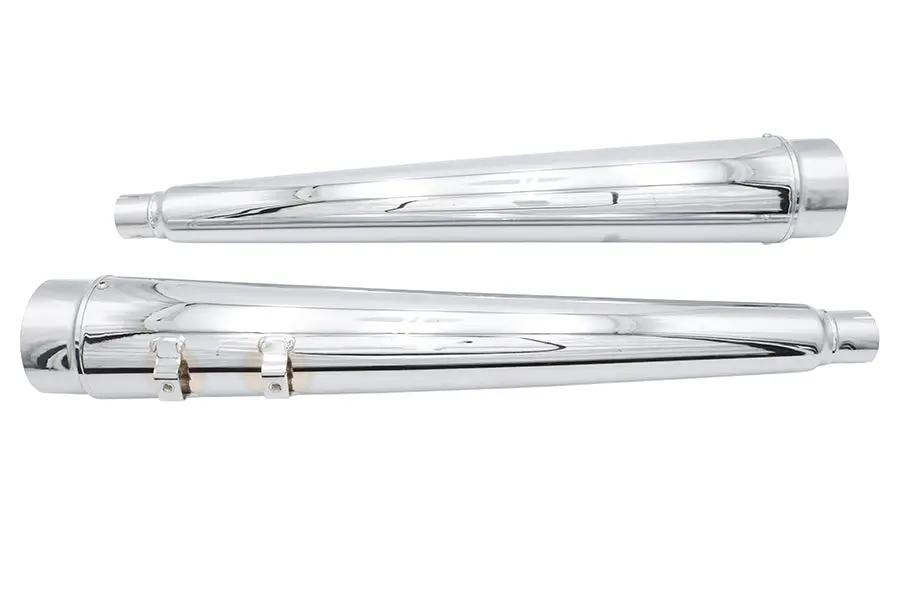 Ultima 4 Inch Megaphone Muffler Set for Harley Davidson FLT - Chrome by Ultima