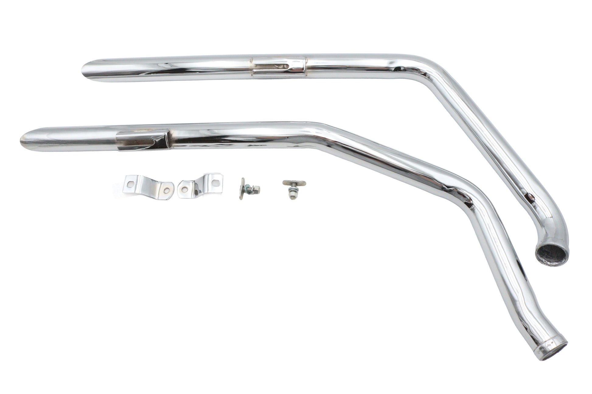 Ultima Chrome Drag Pipe Set Slash Cut for Harley Davidson FX Models – Part 60-205