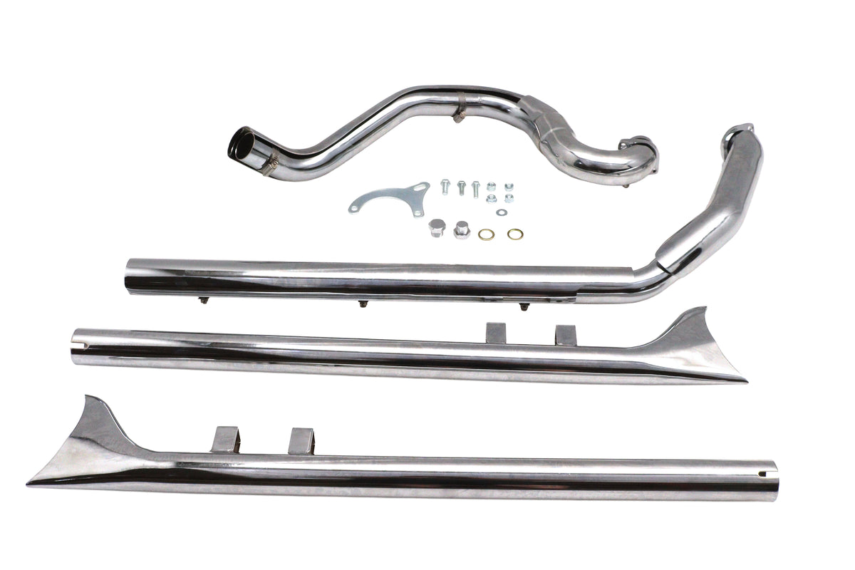 V-Twin Factory Sample True Dual Header with Fishtails Chrome 30-7076 for Harley-Davidson FLT
