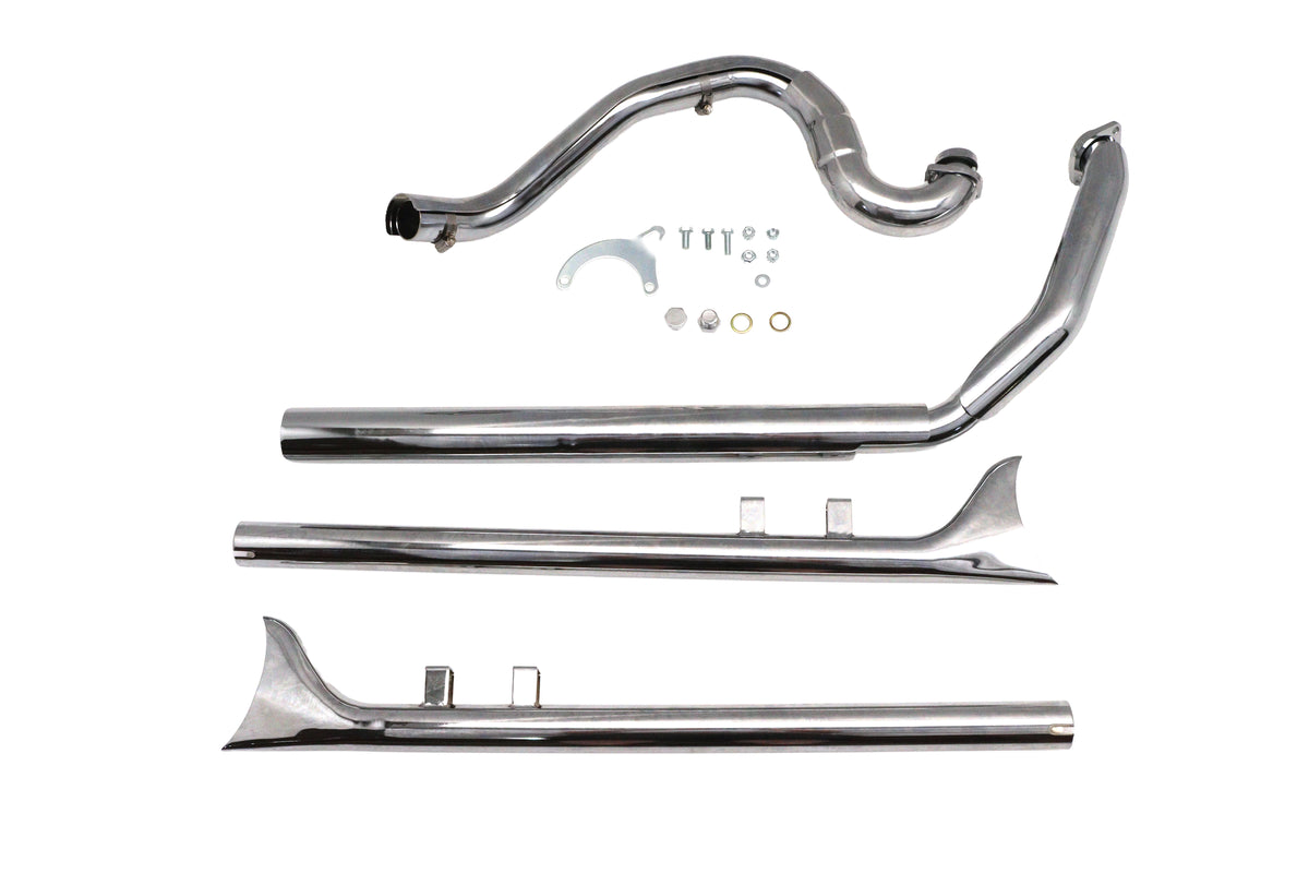 V-Twin Factory Sample True Dual Header with Fishtails Chrome 30-7076 for Harley-Davidson FLT