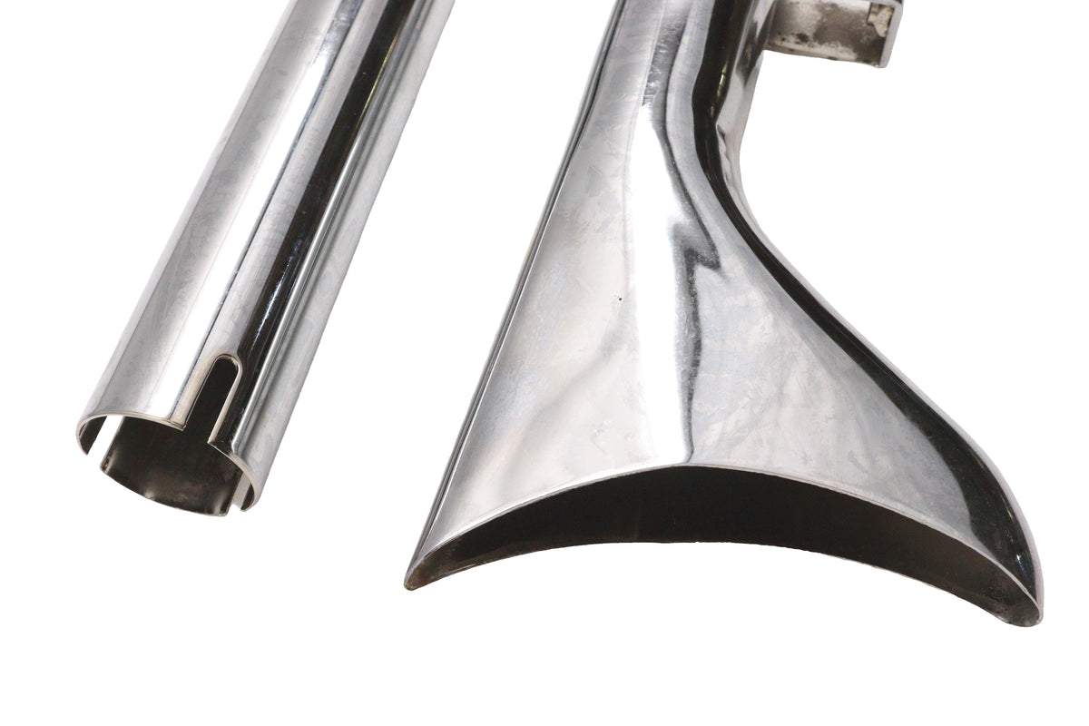 V-Twin Factory Sample True Dual Header with Fishtails Chrome 30-7076 for Harley-Davidson FLT