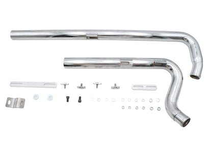 V-Twin Factory Sample Chrome Shotgun-Style Exhaust Drag Pipe Set 30-7082
