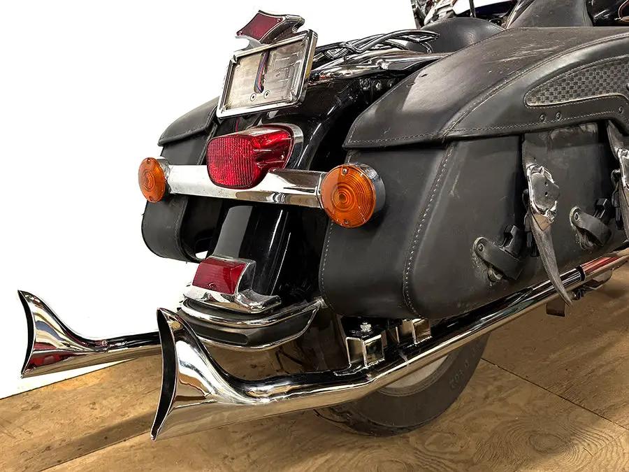 V-Twin FLT Upsweep Straight Fishtail Exhaust Set Chrome Part 7979 for Harley Davidson FLT Models by V-Twin