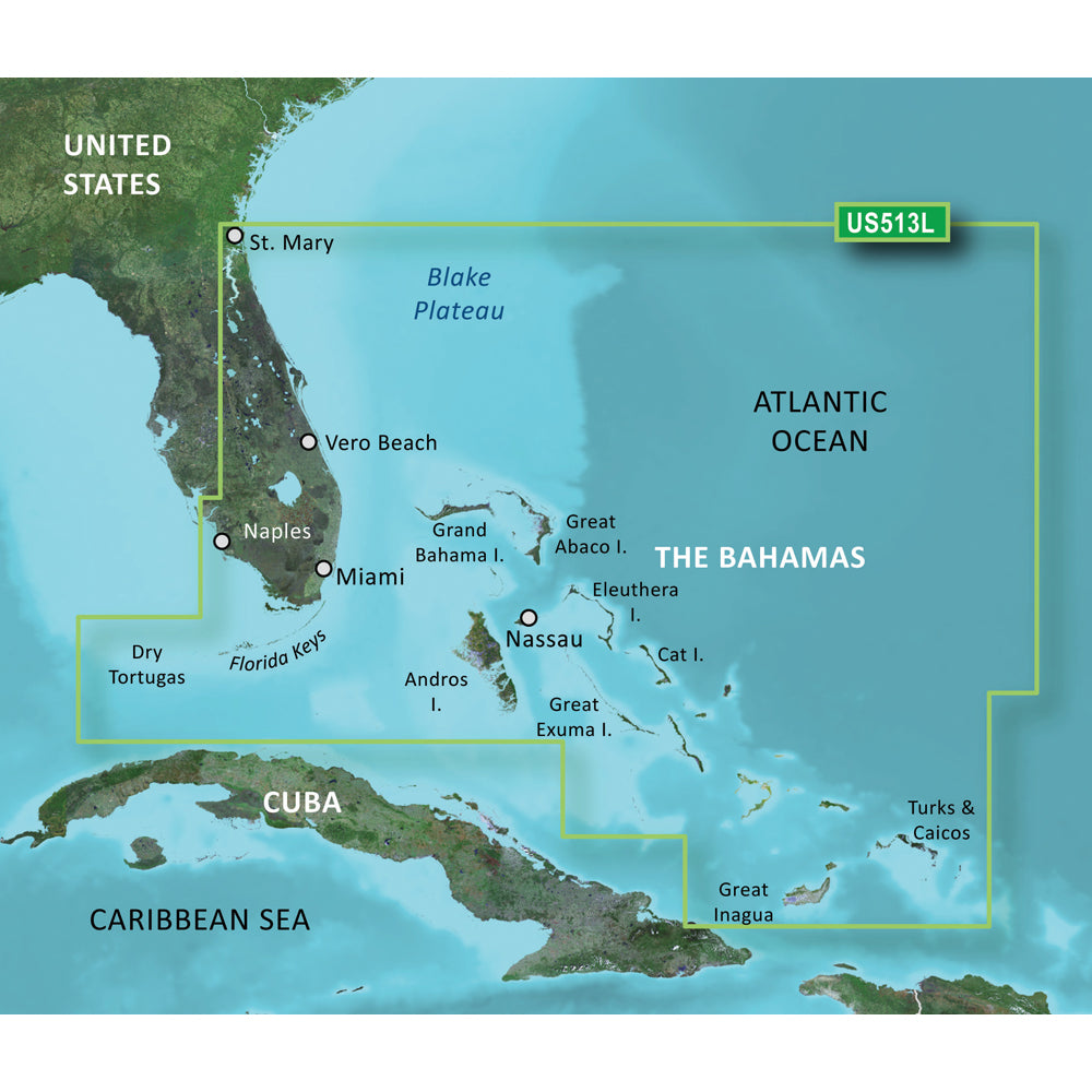Garmin BlueChart g3 Vision HD VUS513L Marine Navigation Chart for Jacksonville, Bahamas, and Gulf Coast