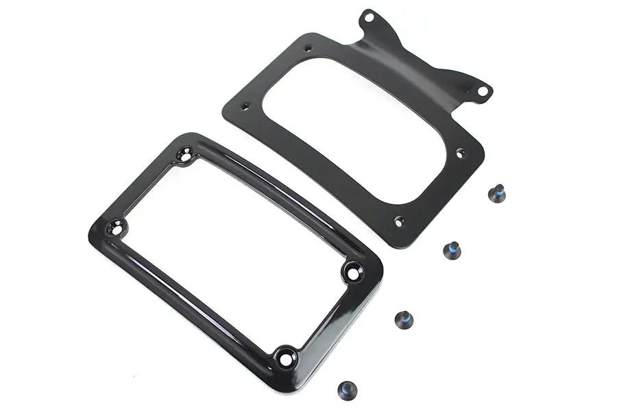 V-Twin Curved License Plate with Frame Black for Harley Davidson Models - Part Number 67900059 by V-Twin