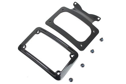 V-Twin Curved License Plate with Frame Black for Harley Davidson Models - Part Number 67900059 by V-Twin