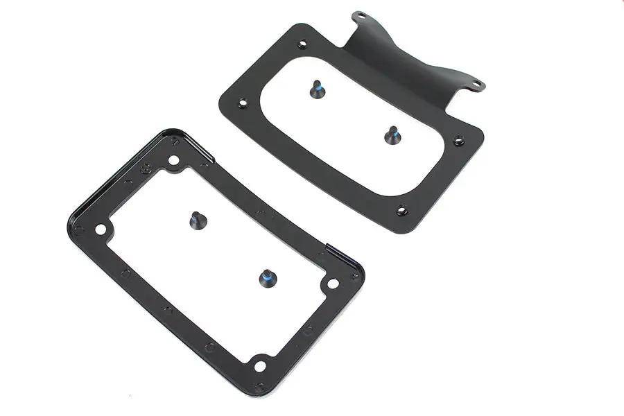 V-Twin Curved License Plate with Frame Black for Harley Davidson Models - Part Number 67900059 by V-Twin
