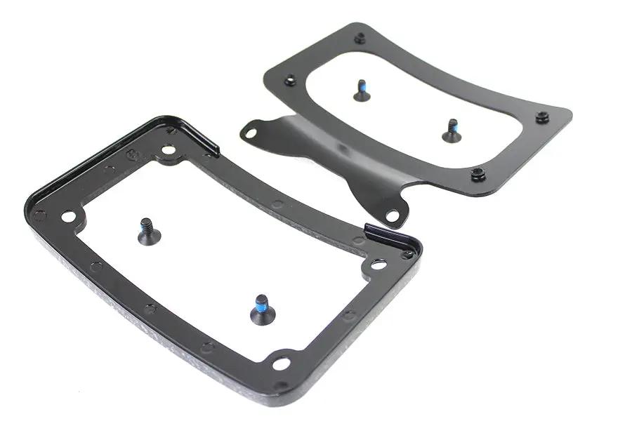 V-Twin Curved License Plate with Frame Black for Harley Davidson Models - Part Number 67900059 by V-Twin