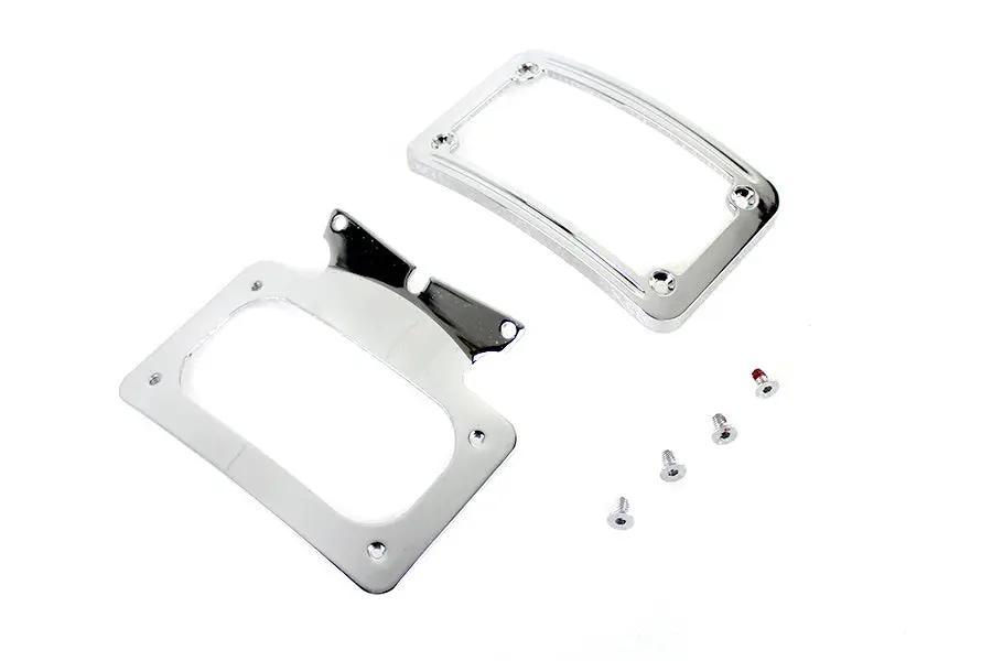 V-Twin Curved License Plate with Frame Chrome for Harley Davidson FLHRXS by V-Twin