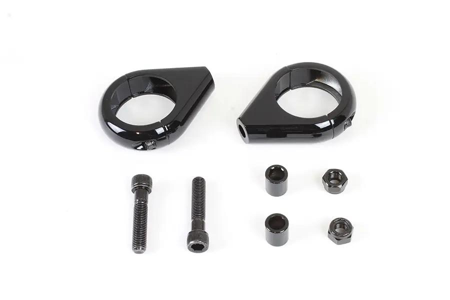 V-Twin Black Turn Signal Clamp Kit for 39mm Forks by V-Twin