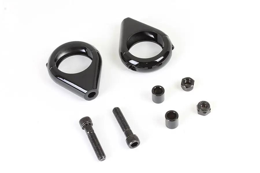 V-Twin Black Turn Signal Clamp Kit for 39mm Forks by V-Twin