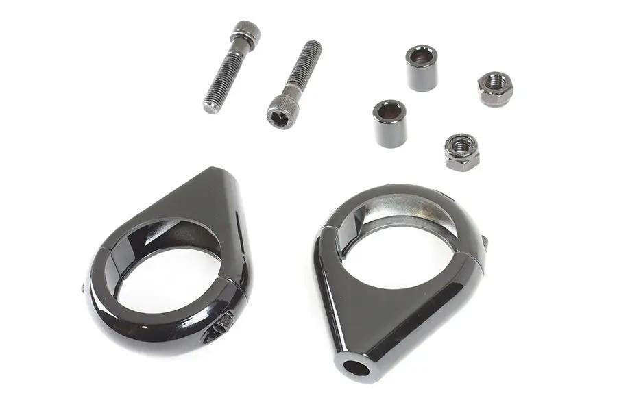 V-Twin Black Turn Signal Clamp Kit for 39mm Forks by V-Twin