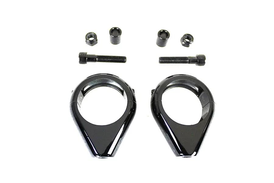 V-Twin Black Turn Signal Clamp Kit for 41mm Forks - Part No. L12-6058GB-41 by V-Twin