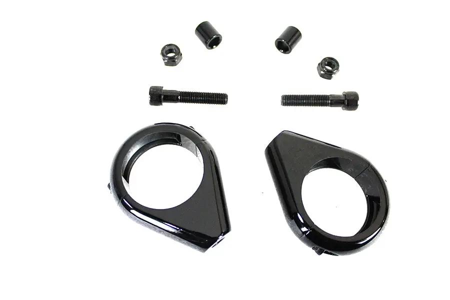 V-Twin Black Turn Signal Clamp Kit for 41mm Forks - Part No. L12-6058GB-41 by V-Twin