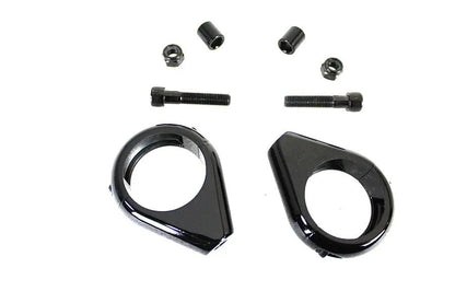 V-Twin Black Turn Signal Clamp Kit for 41mm Forks - Part No. L12-6058GB-41 by V-Twin