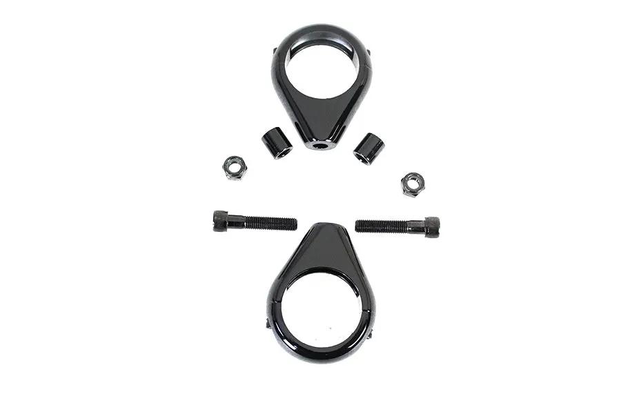 V-Twin Black Turn Signal Clamp Kit for 41mm Forks - Part No. L12-6058GB-41 by V-Twin