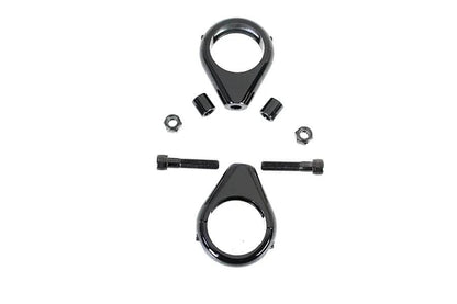 V-Twin Black Turn Signal Clamp Kit for 41mm Forks - Part No. L12-6058GB-41 by V-Twin