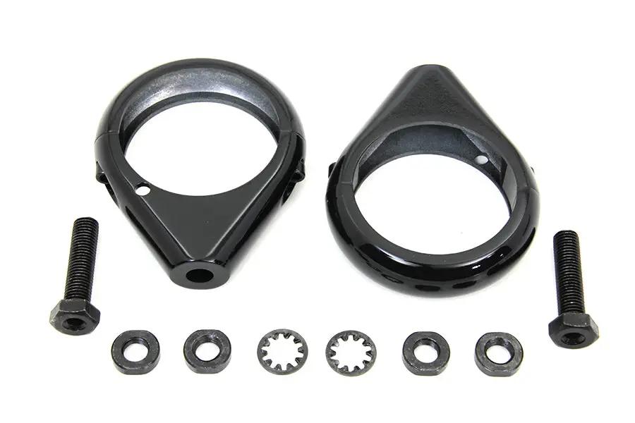 V-Twin Black Turn Signal Clamp Kit for 49mm Forks by V-Twin