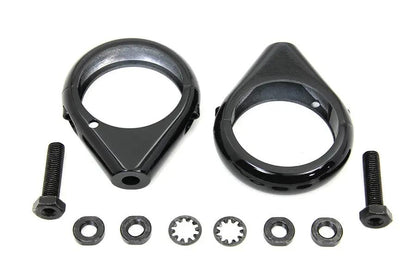 V-Twin Black Turn Signal Clamp Kit for 49mm Forks by V-Twin
