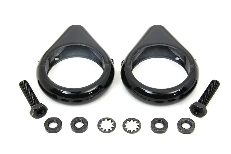 V-Twin Black Turn Signal Clamp Kit for 49mm Forks by V-Twin