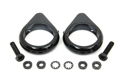 V-Twin Black Turn Signal Clamp Kit for 49mm Forks by V-Twin