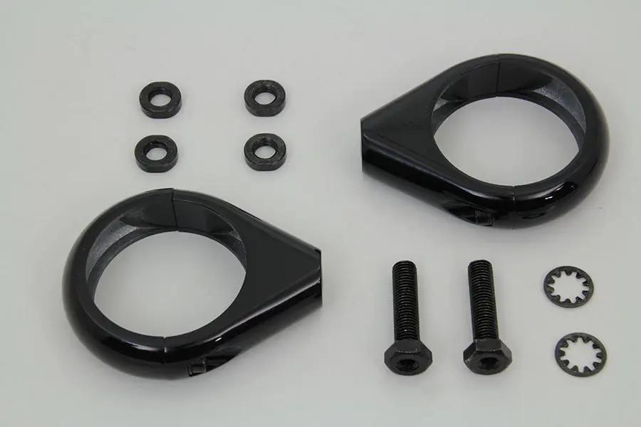 V-Twin Black Turn Signal Clamp Kit for 49mm Forks by V-Twin