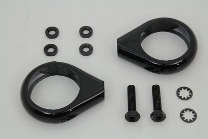 V-Twin Black Turn Signal Clamp Kit for 49mm Forks by V-Twin