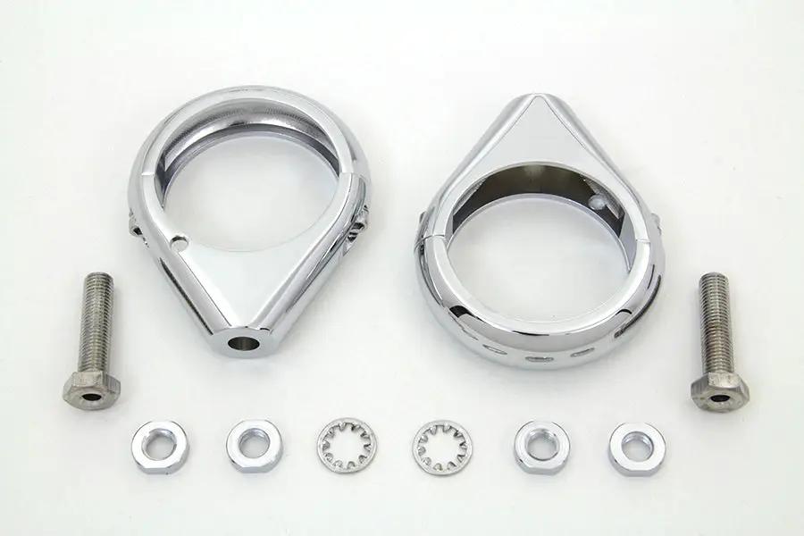 V-Twin Chrome Turn Signal Clamp Kit for 49mm Forks by V-Twin