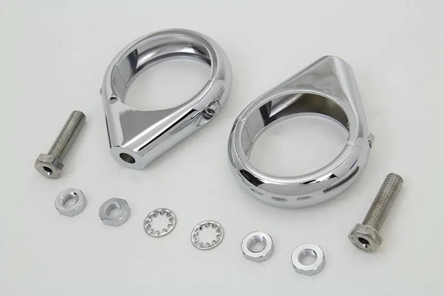 V-Twin Chrome Turn Signal Clamp Kit for 49mm Forks by V-Twin