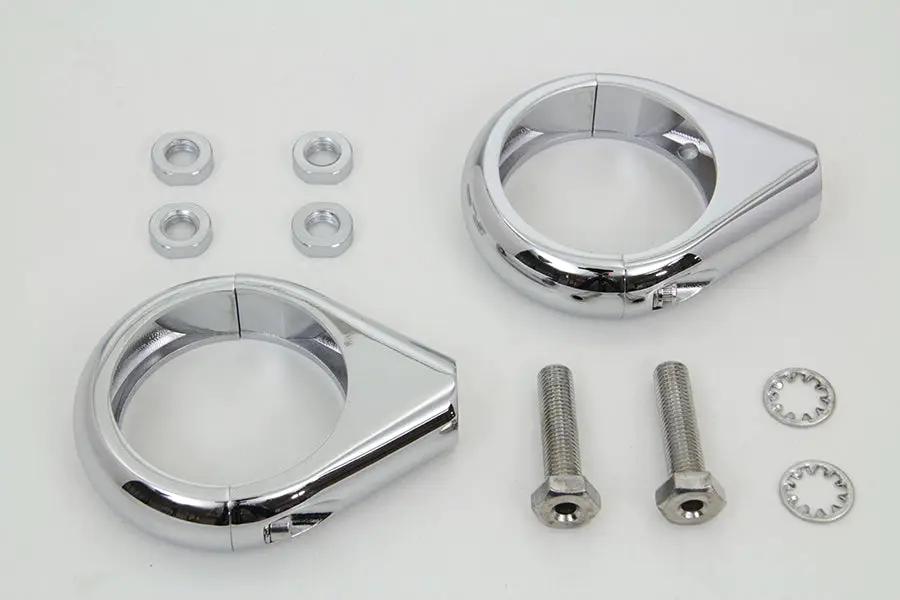 V-Twin Chrome Turn Signal Clamp Kit for 49mm Forks by V-Twin
