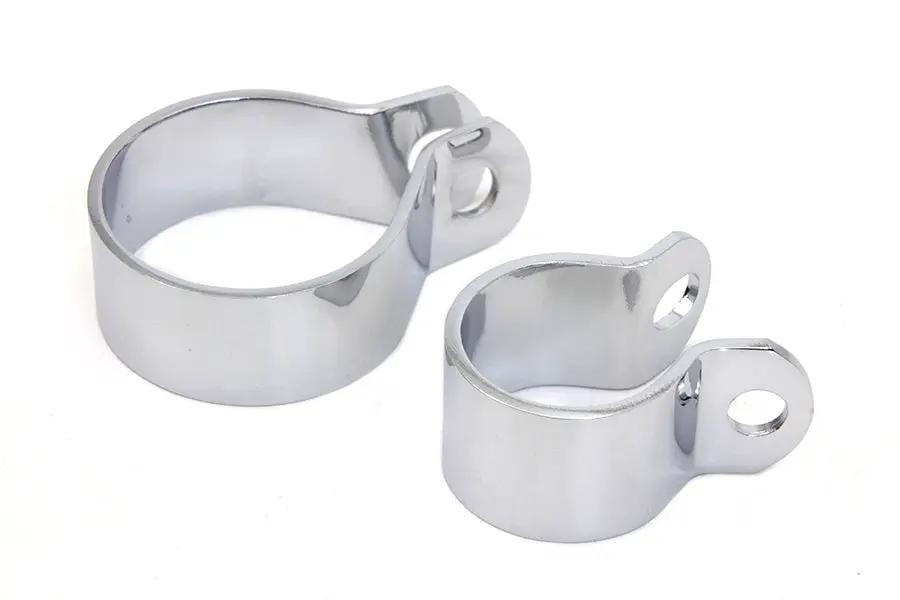 V-Twin 63473C Front Exhaust Chrome Clamp Set for Harley Davidson EL and FL Models by V-Twin