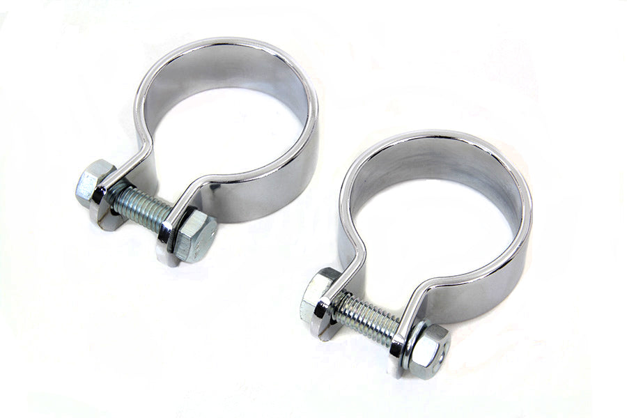 V-Twin Chrome 1-5/8 inch Muffler Body and End Clamp Set (Part Number 14-0530) by V-Twin