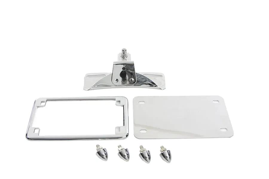V-Twin License Plate Frame Bracket Kit Chrome for Harley Davidson FX (1973-1982) by V-Twin