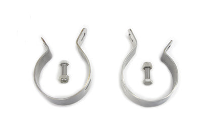V-Twin Stainless Steel Muffler Body Clamp for 2.5 inch Diameter Mufflers - Fits Harley Davidson K & XL (Pairs) by V-Twin