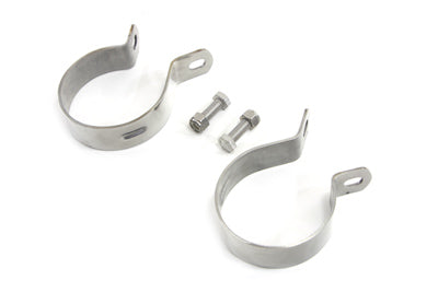 V-Twin Stainless Steel Muffler Body Clamp for 2.5 inch Diameter Mufflers - Fits Harley Davidson K & XL (Pairs) by V-Twin